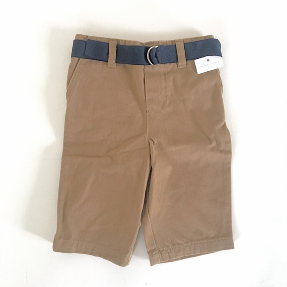 NWT Ralph Lauren Polo Girls/' Navy Khaki Belted Cotton Chino Shorts 2t 3t 4t NEW